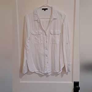 Velvet Heart Women’s Loose Bright White Utility Style Button Up Blouse Size M